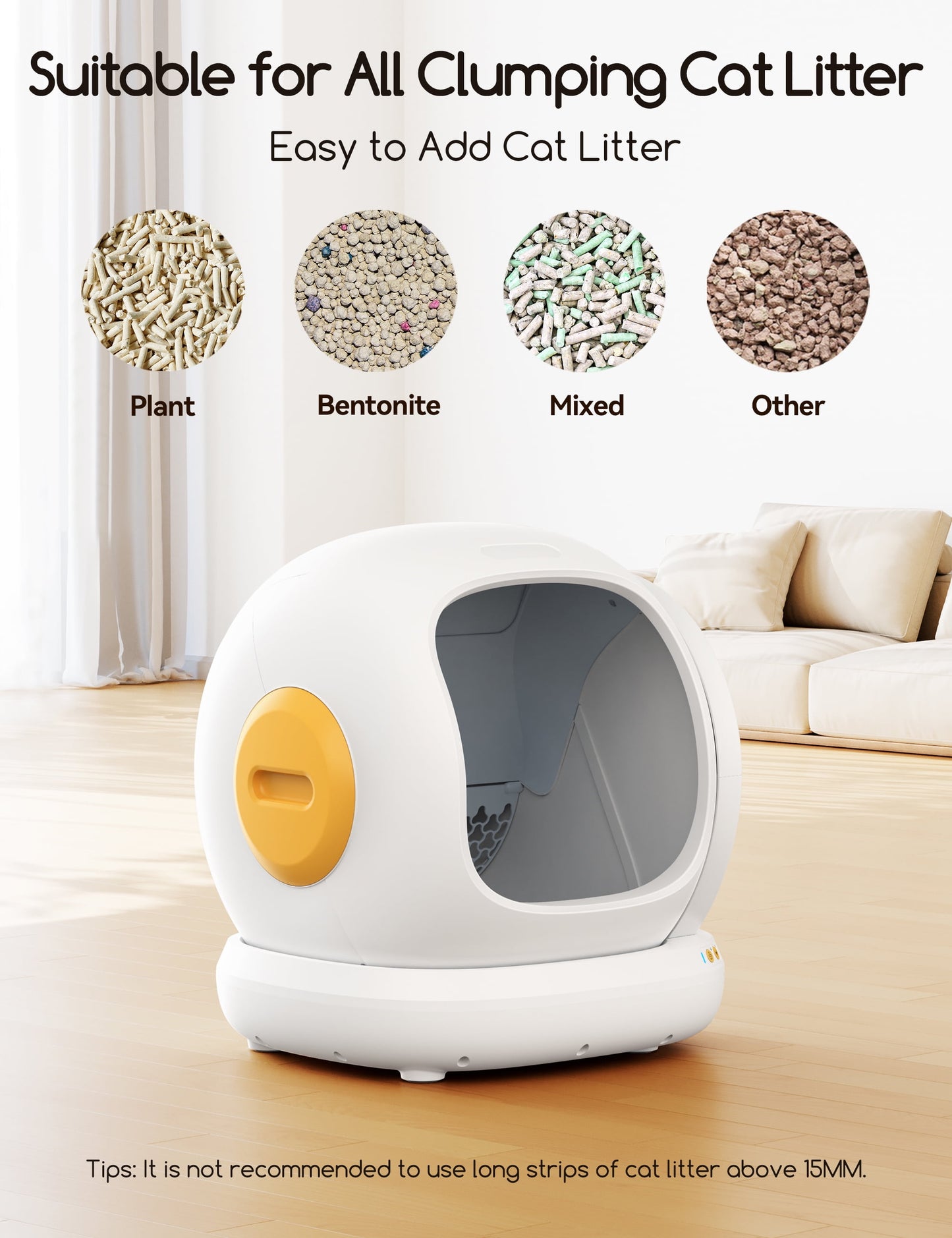 Smart Automatic Self-Cleaning Cat Litter Box, APP Control/Integrated Safety Protection,White