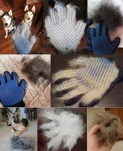 Pet Grooming Gloves Brush Dog Cat Hair Remover Mitt Massage Deshedding 1 Pair Blue