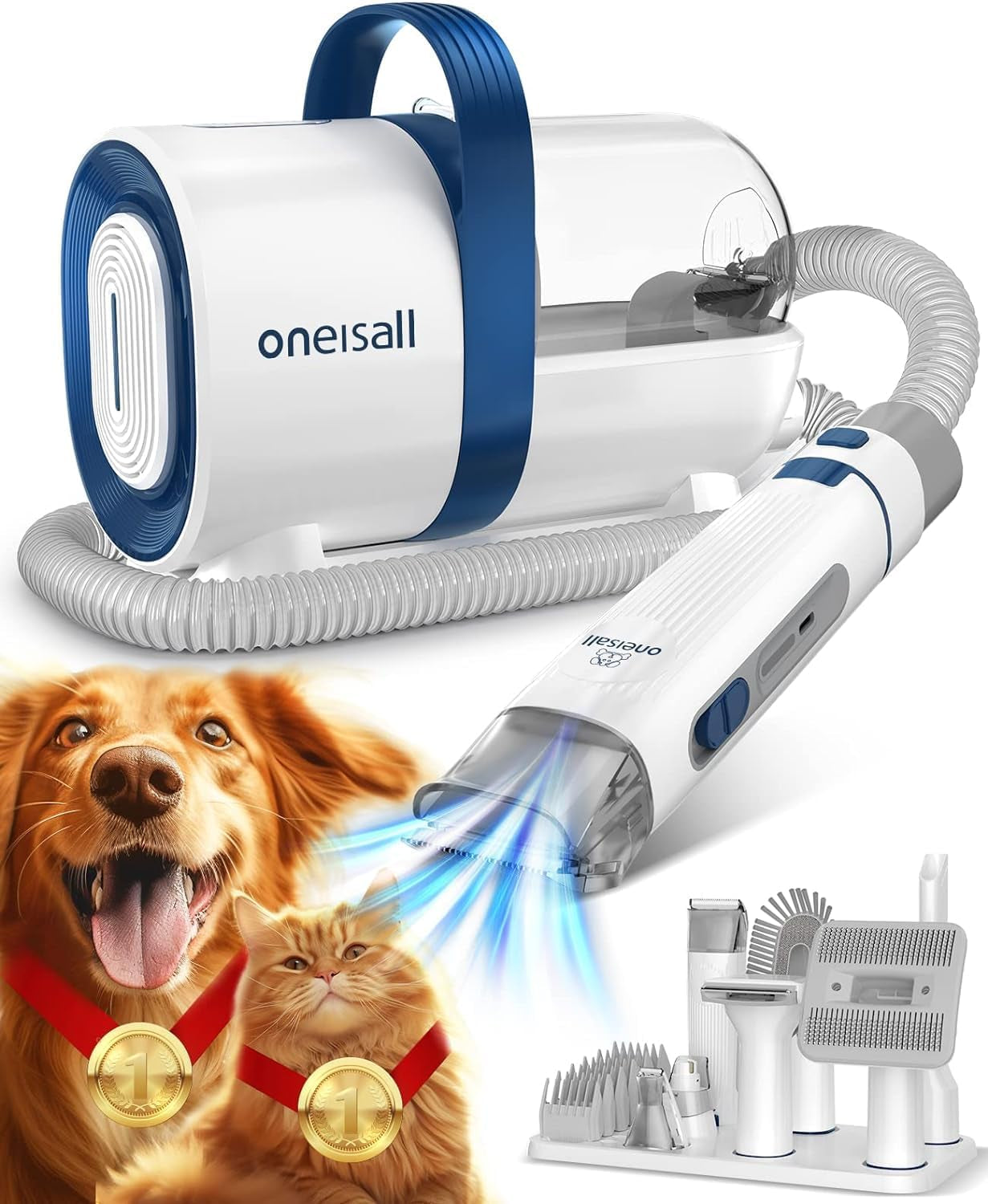 Dog Hair Vacuum&Dog Grooming Kit with 7 Pet Grooming Tools for Shedding Pet Hair