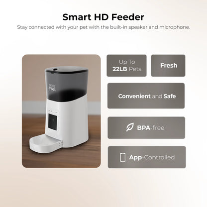 Smart Wifi Automatic Feeder for Cats & Dogs, 6L Black/Stainless S