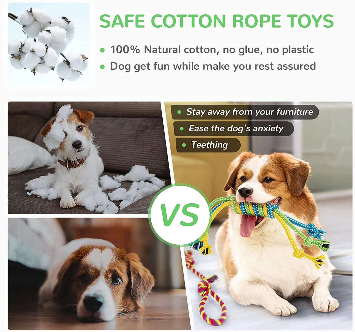 Dog Squeaky Toys for Small Dogs, 12 Pack Puppy Toys for Teething Cute Small Dog Toys Stuffed Plush Dog Toy Bundle Natural Cotton Puppy Rope Toy Dog Chew Toys for Puppies Pet Toys for Dogs