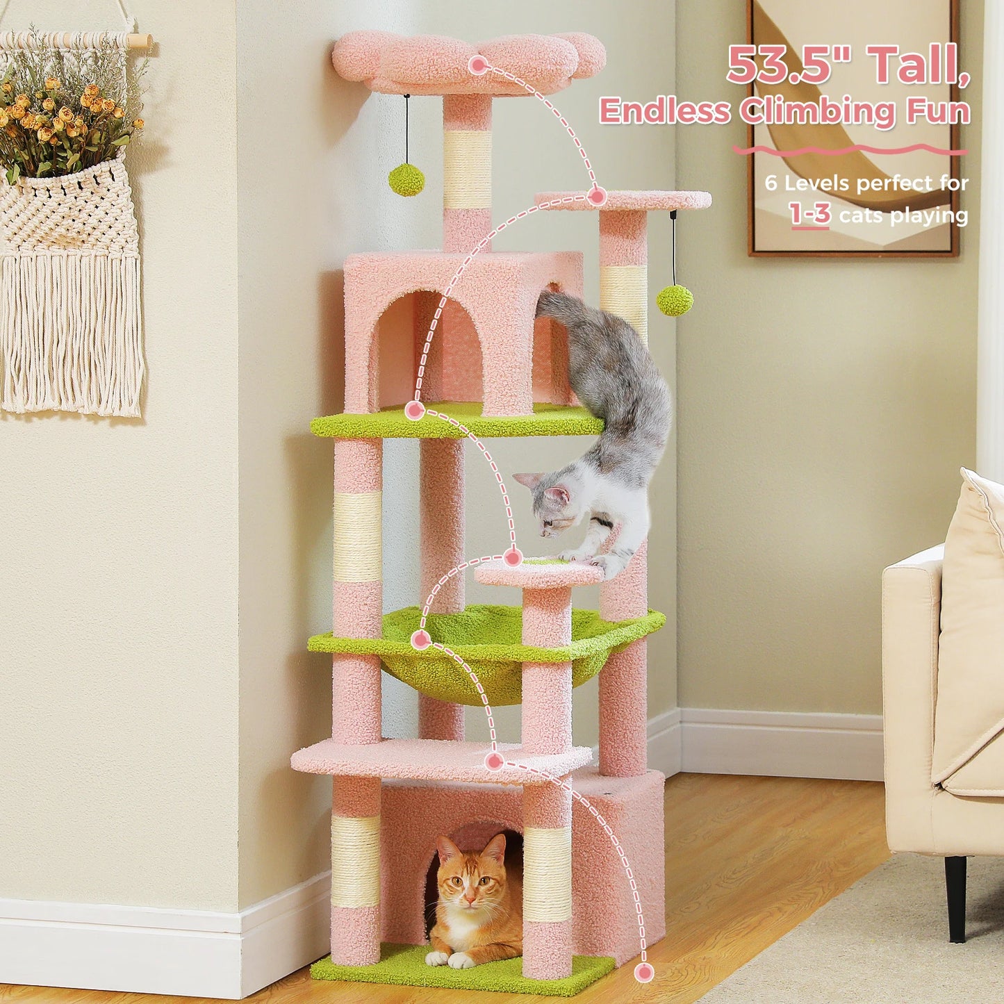 Multi-Level Cat Tree Luxury Cat Tower with Condo Hammock Cat Scrapers with Scratching Post Cat Accessories Cat Toy