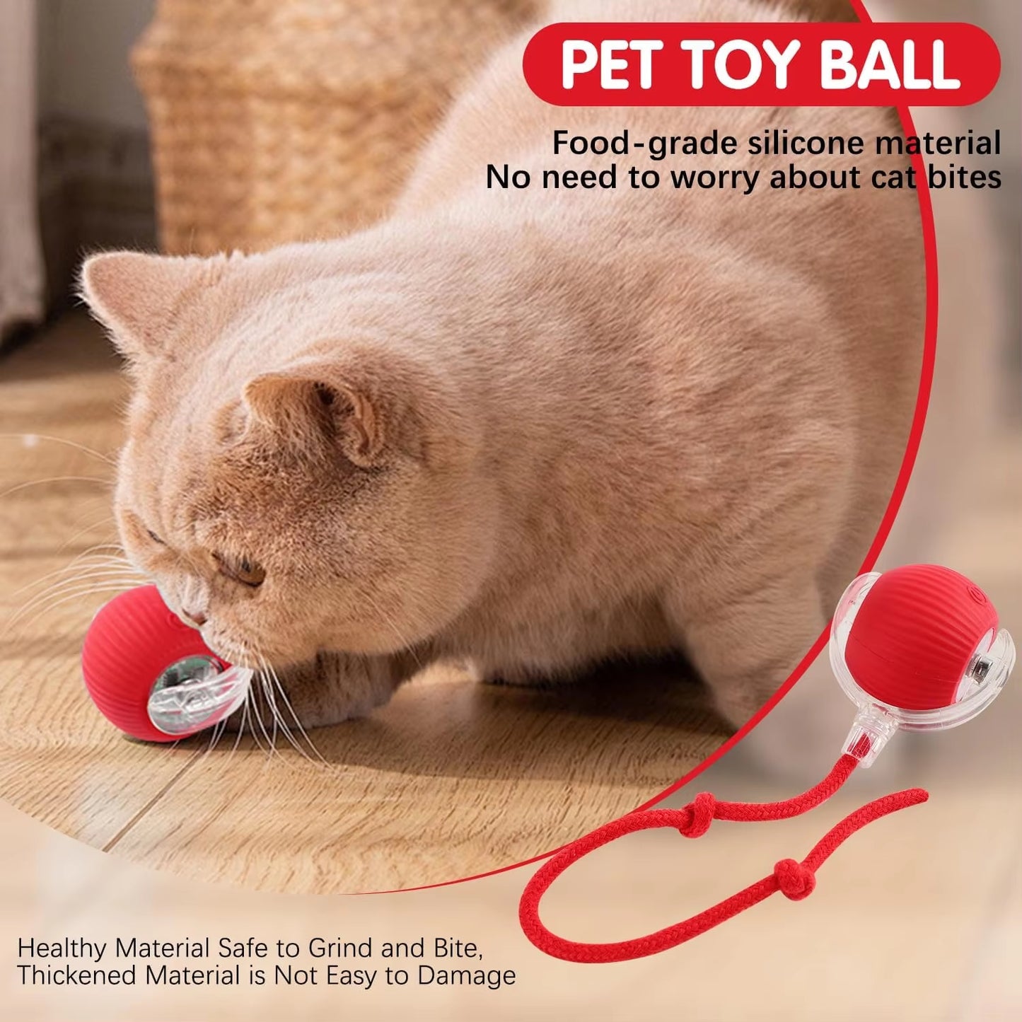 Interactive Rolling Cat Ball, Dog Toys Rolling Ball for Indoor, 360° Smart Automatic Rolling Pet Ball, Self Rolling Ball