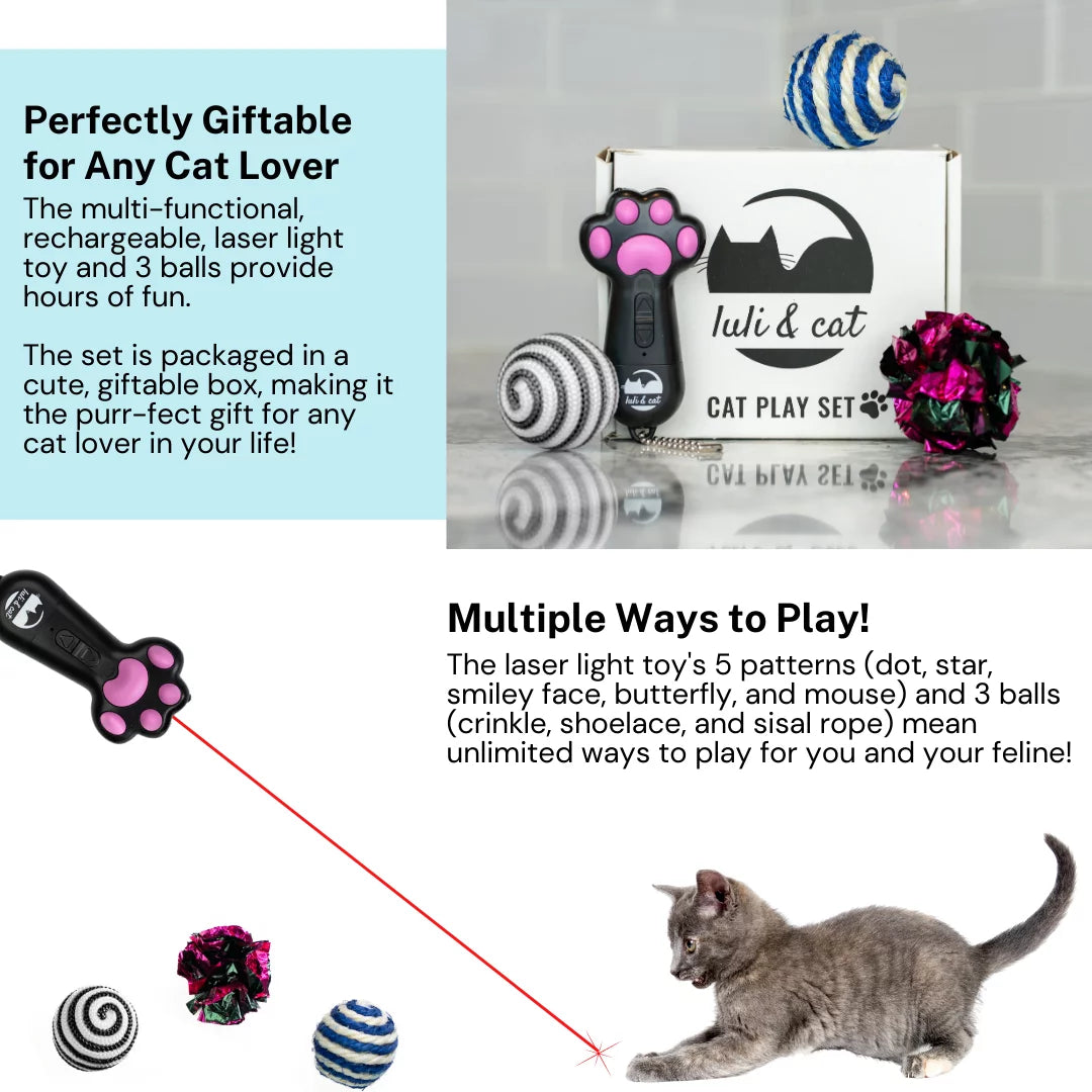 Cat Laser Toy | USB Rechargeable Laser Light Toy for Indoor Cats | Gift Set for Cat Lovers with Laser Cat Toy and Interactive Cat Toys