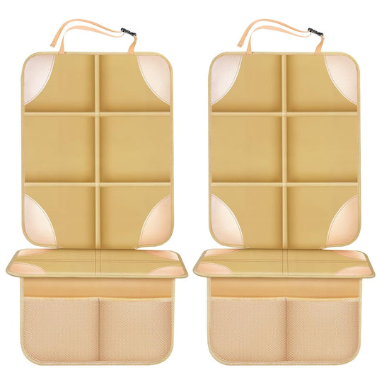 Car Seat Protector, Non-Slip Padded Backing Will Not Leave Imprint, Thickest Carseat Seat Protector for Child Car Seat 2 Pack for SUV, Sedan, Truck, Leather Car Seat 15Mm (Beige)