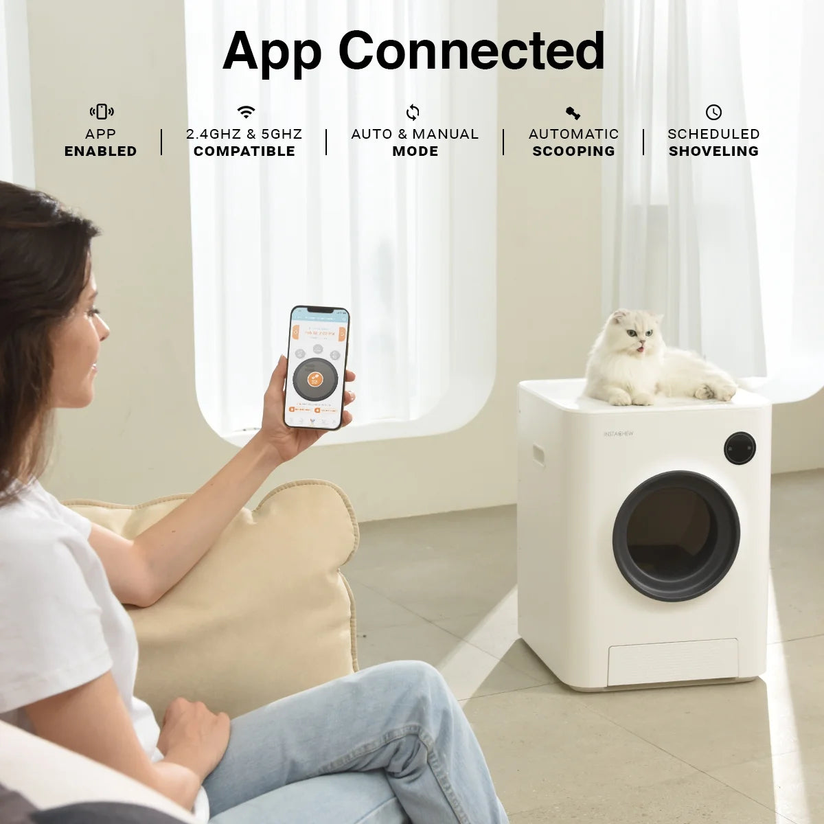 Purrclean Self-Cleaning Automatic Cat Litter Box with App Control, Support 5Ghz & 2.4Ghz Wifi